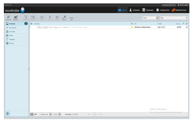 Bandeja de Entrade Webmail